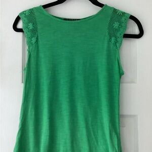 Green T with embroidered detail